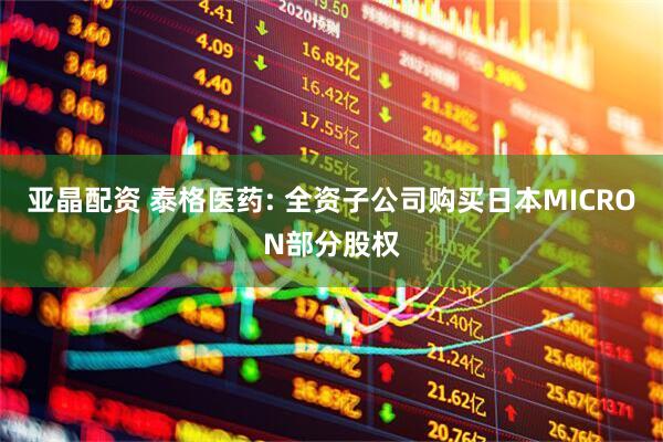 亚晶配资 泰格医药: 全资子公司购买日本MICRON部分股权