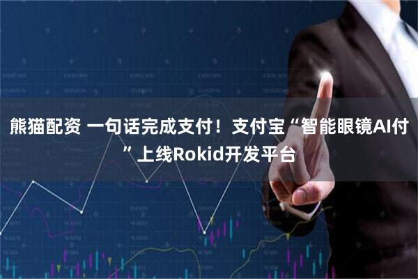 熊猫配资 一句话完成支付!支付宝“智能眼镜AI付”上线Rokid开发平台