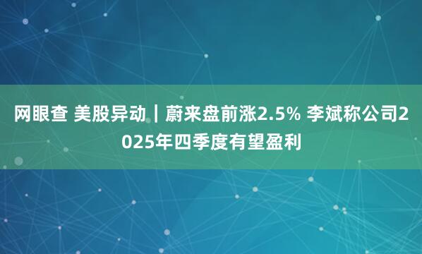 网眼查 美股异动｜蔚来盘前涨2.5% 李斌称公司2025年四季度有望盈利